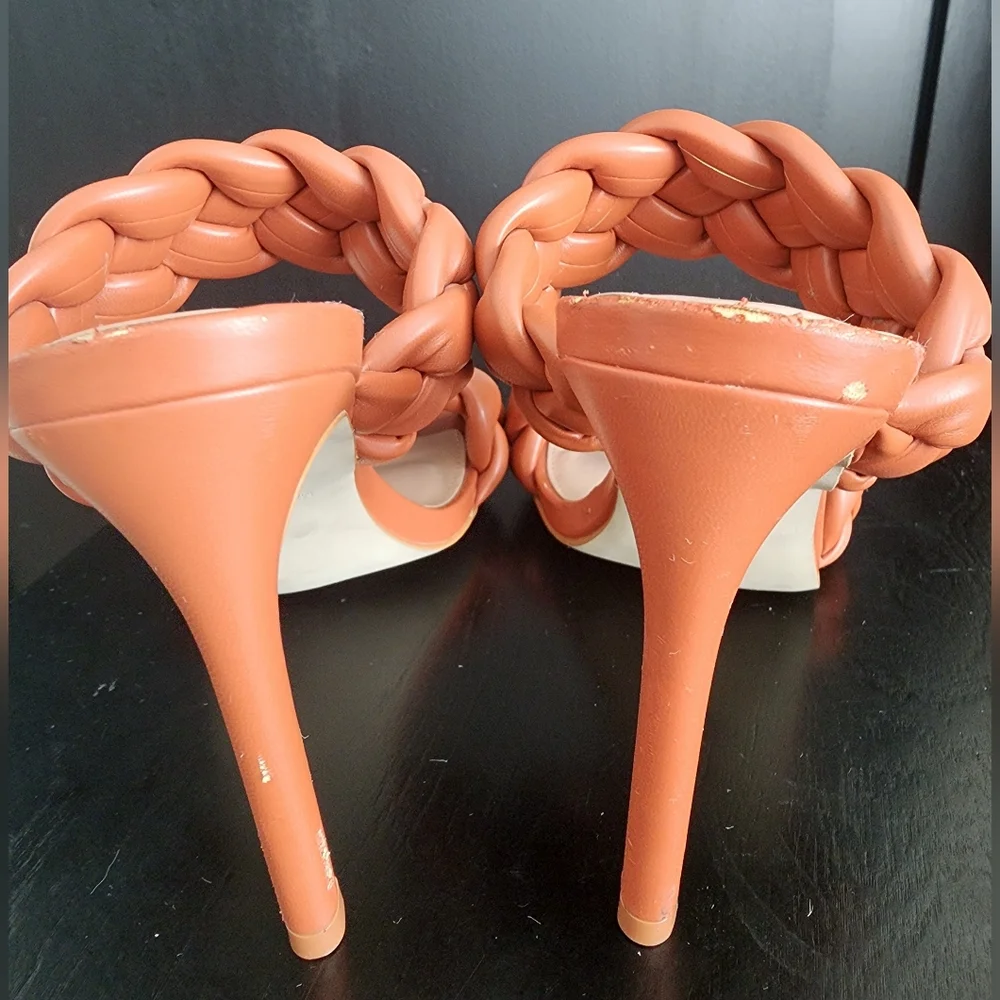 Steve Madden Modern Glam Kenley Braided Square Toe Mules Rust Size 8